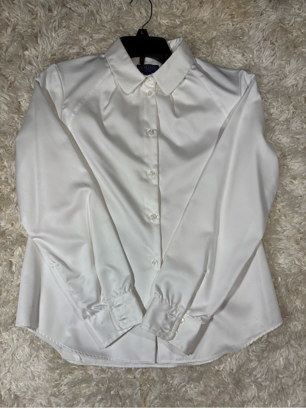 Pendleton White Satin Button-Down Blouse-size 6